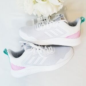 Adidas Fluidstreet Sneakers White and Pink Cloudfoam Comfort Athletic Shoes NWT